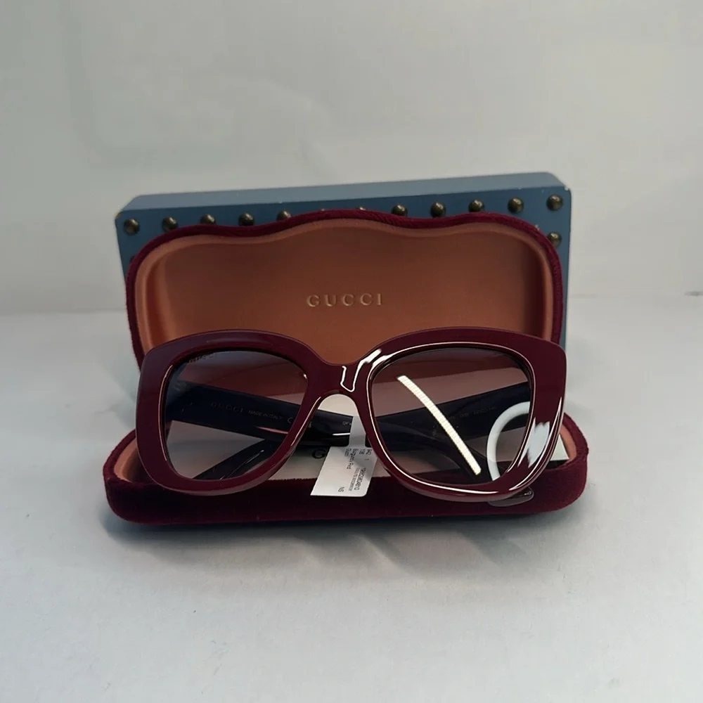 New Authentic Gucci Oversized GG0327S 006 Butterfly Sunglasses - Picture 13 of 15
